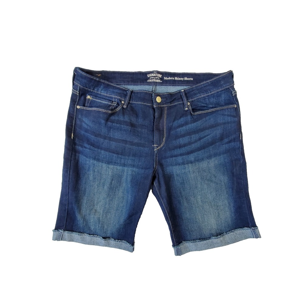 Signature Levi Strauss Modern Skinny Shorts Women's 16 W33 Blue Denim Cuffed